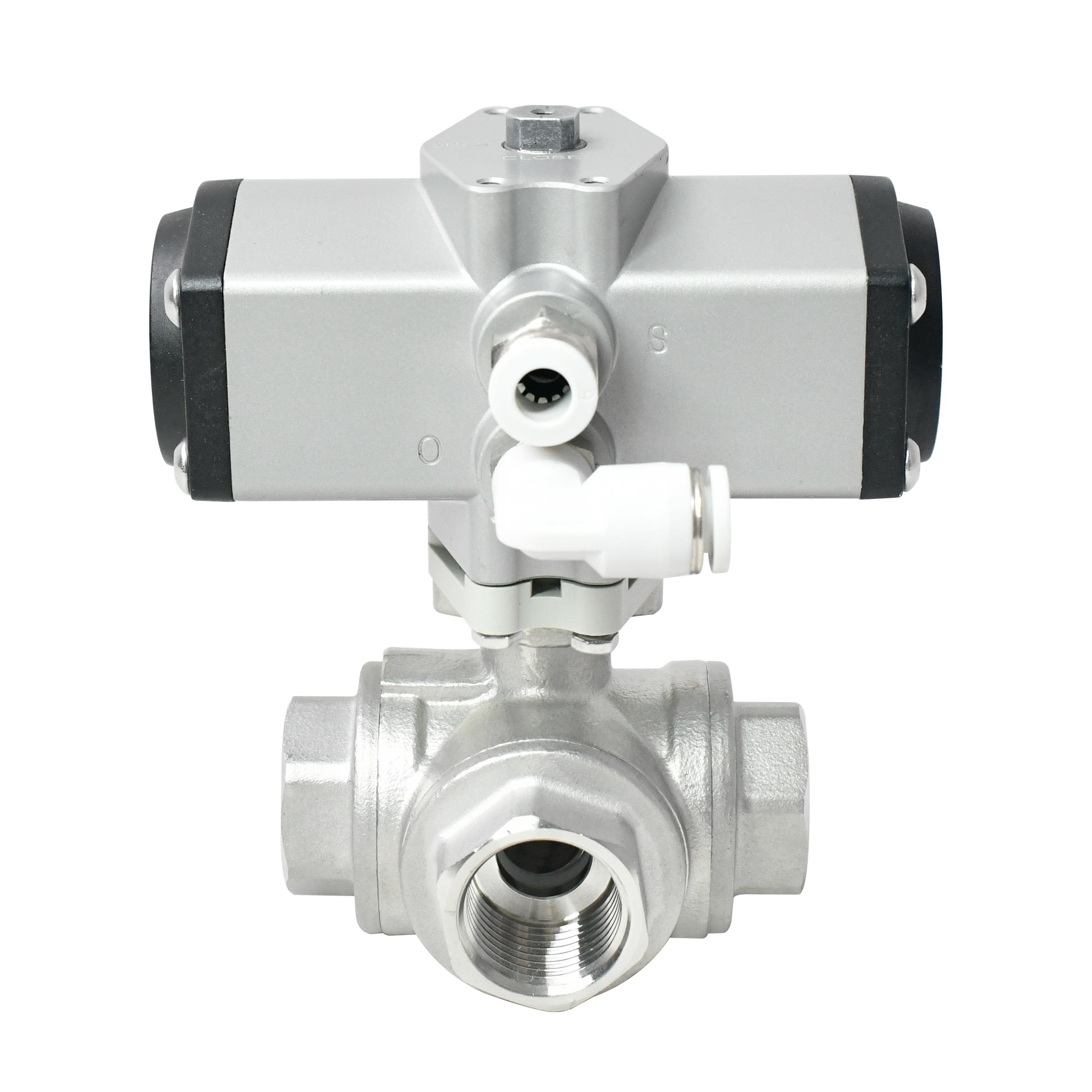 TONHEFLOW P30系列 DN15 不锈钢三通气动球阀，带手动，带指示